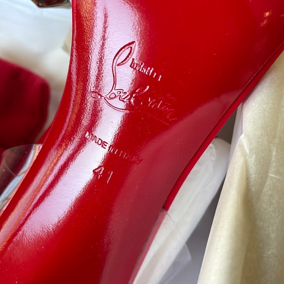 Christian Louboutin Red Heels with Bow and Silver Accents - Picture 11 of 13